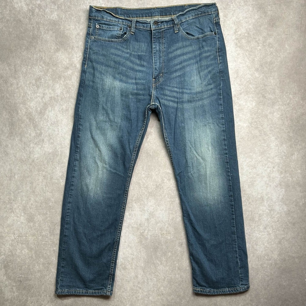 Levi's 505 Jeans Men's 36x29* Straight Fit Y2K Whiskered Medium Wash Blue READ